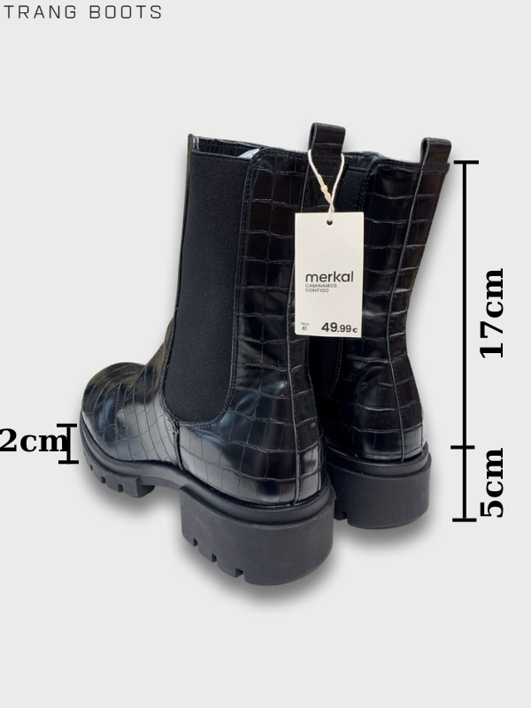 CHELSEA BOOTS PICCOLA PIU MŨI TRÒN DA VÂN ĐẾ THẤP