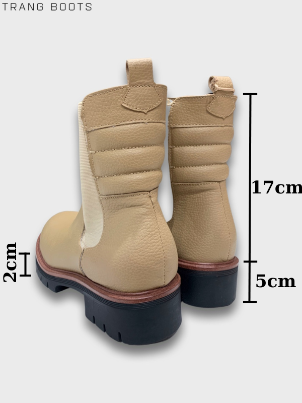 CHELSEA BOOTS MIA MŨI TRÒN DA MỜ ĐẾ 4CM