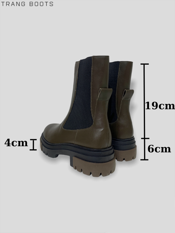 CHELSEA BOOTS ZARA DA MỜ MŨI TRÒN ĐẾ CAO SU ĐÚC 6CM