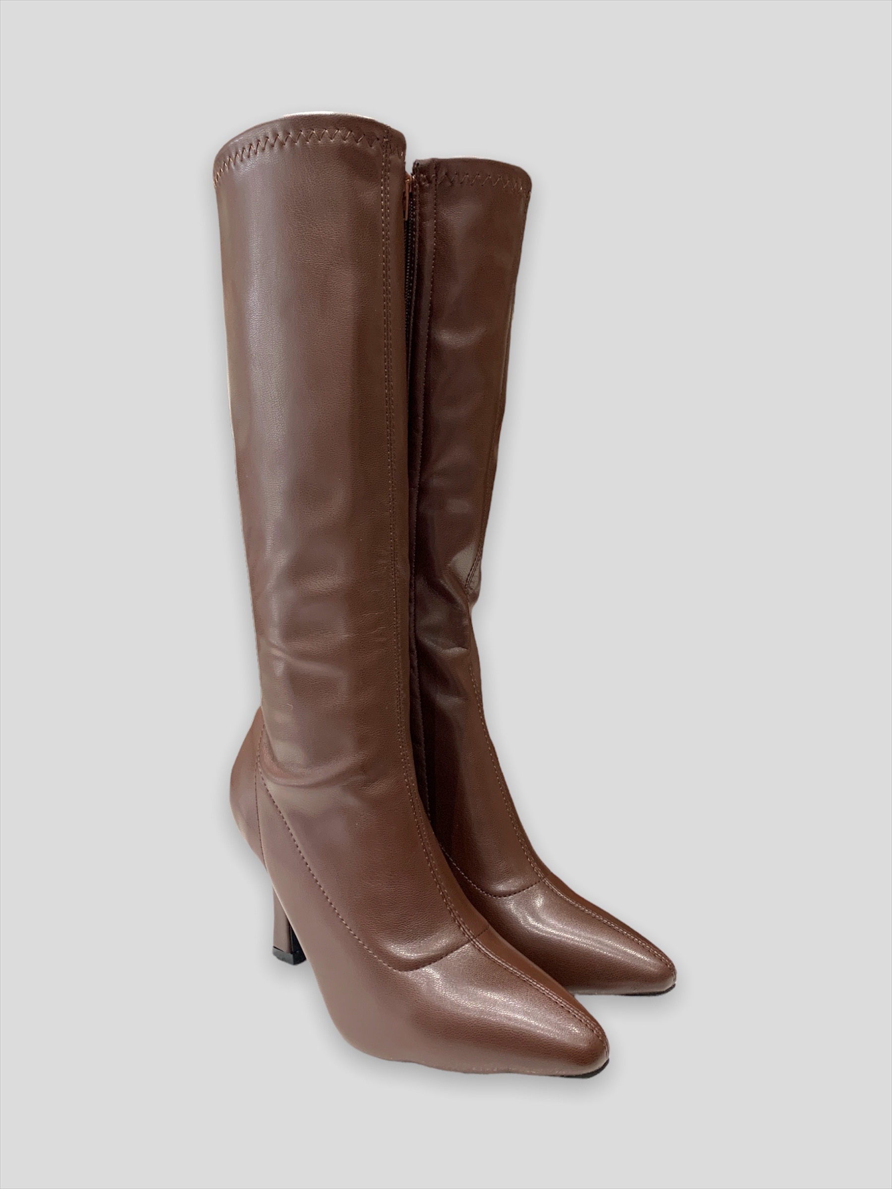 KNEE BOOTS MŨI NHỌN DA MỜ GÓT TRỤ NHỎ