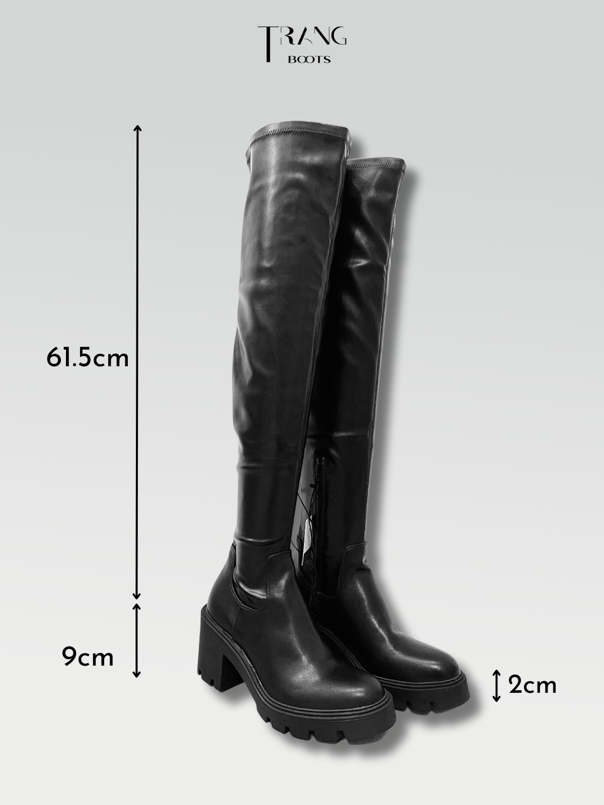 LEATHER OVER KNEE BOOTS - BOOTS QUA GỐI DA MỜ MÀU ĐEN