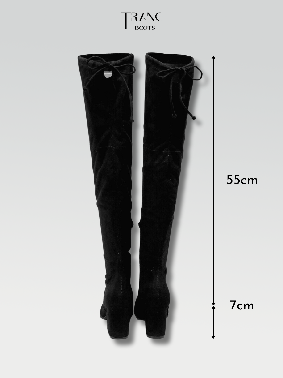 OVER KNEE BOOTS SUEDE BLACK - BOOTS QUA GỐI DA LỘN GÓT TRỤ