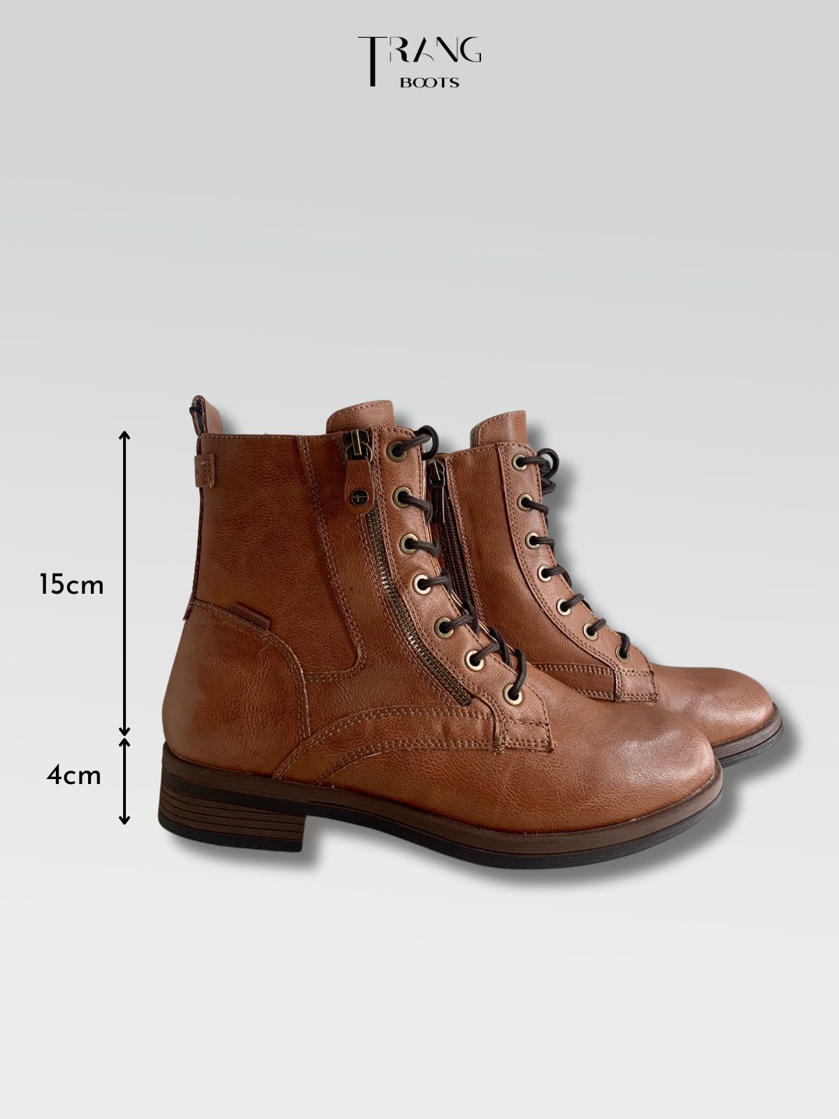 TAMARIS COGNAC COMBAT BOOTS BROWN - BOOTS CHIẾN BINH MÀU NÂU