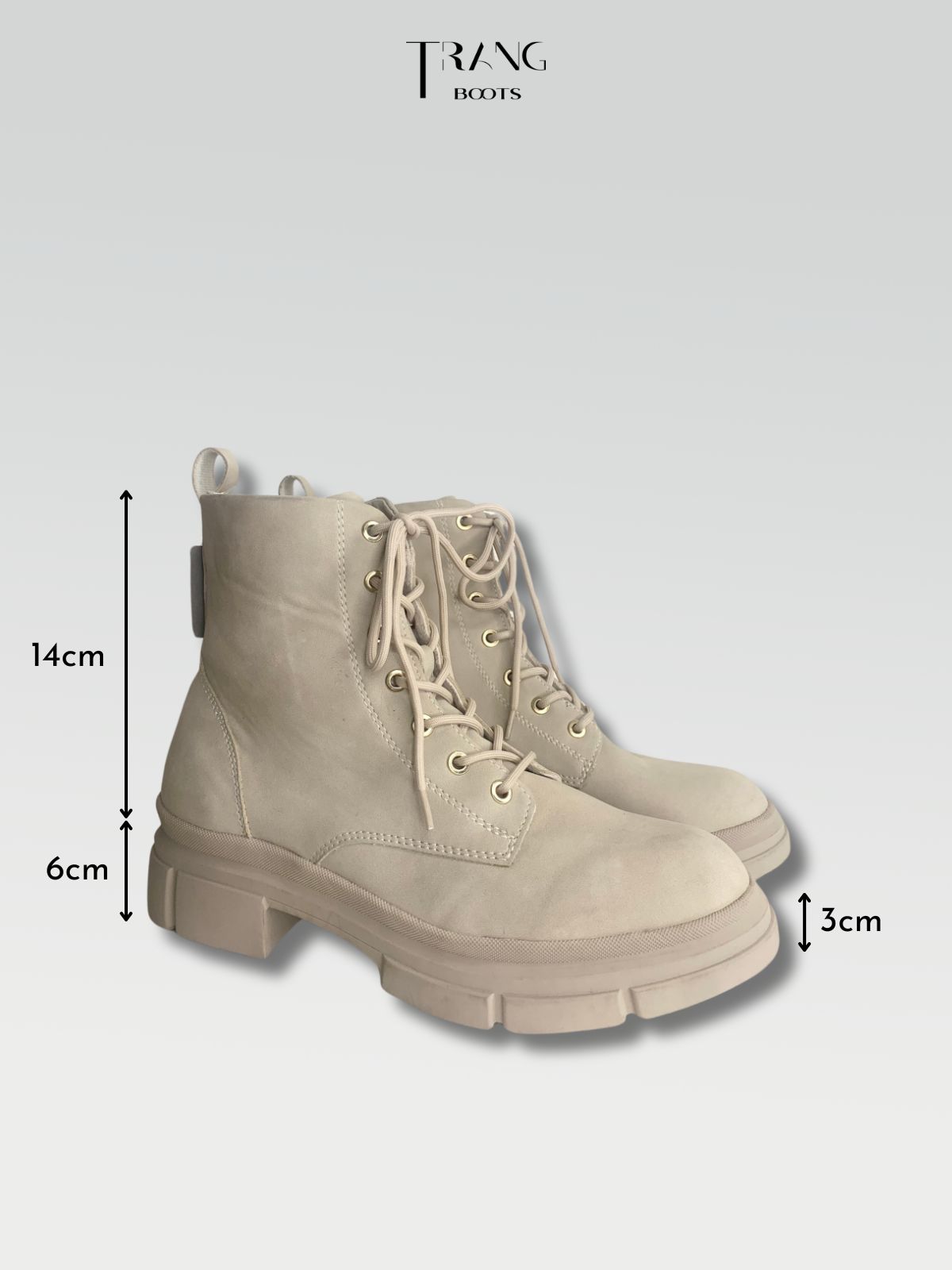 TAMARIS LACE UP COMBAT BOOTS FEMALE - TAMARIS COMBAT BOOTS DA LỘN MÀU BE