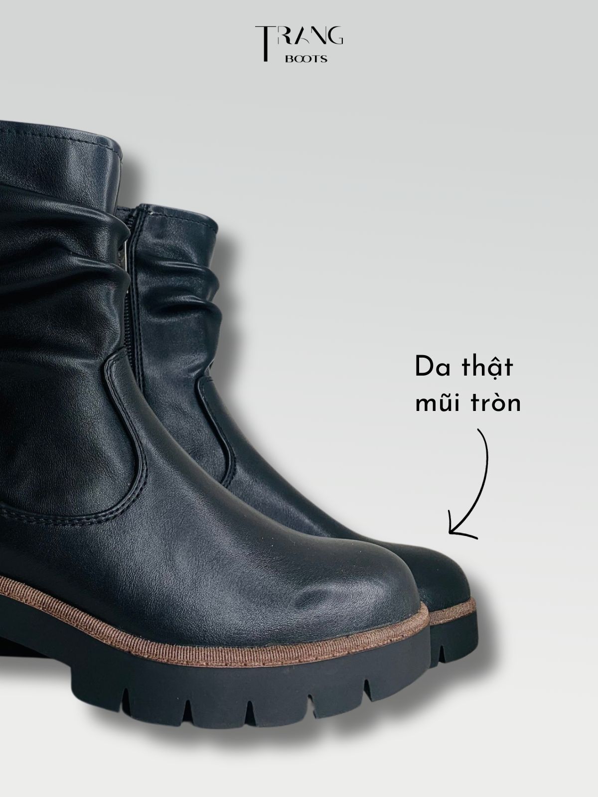 TAMARIS WOMEN'S ANKLE BOOTS BOOTS BLACK - ANKLE BOOTS DA THẬT MÀU ĐEN BÓNG MỜ