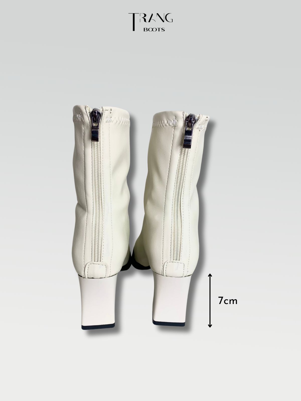 LEATHER ANKLE BOOTS WHITE - ANKLE BOOTS MŨI VUÔNG DA MỜ MÀU TRẮNG