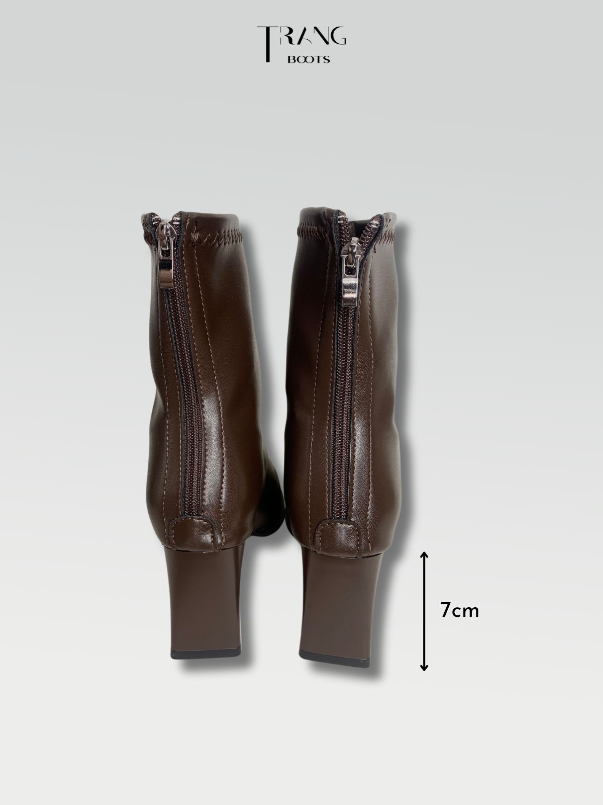 LEATHER ANKLE BOOTS BROWN - ANKLE BOOTS MŨI VUÔNG DA MỜ MÀU NÂU