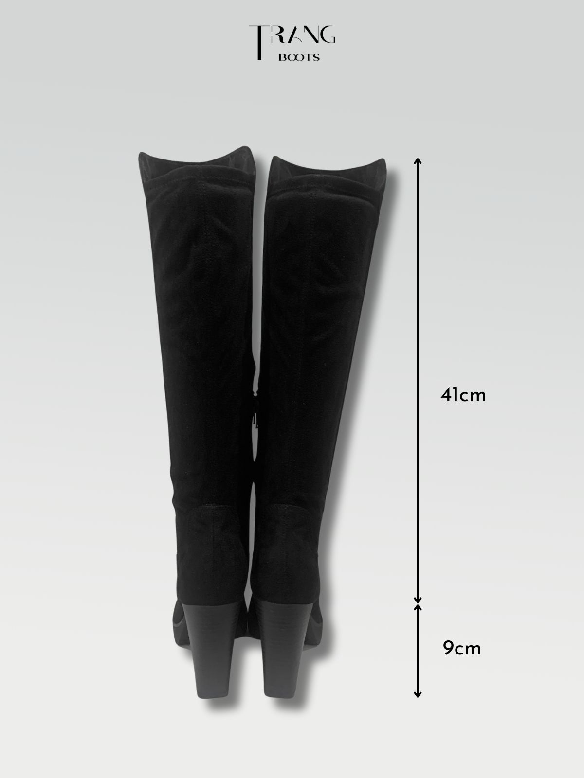 KNEE BOOTS SUEDE BLACK - KNEE BOOTS MŨI TRÒN DA LỘN ĐẾ TRỤ ĐEN