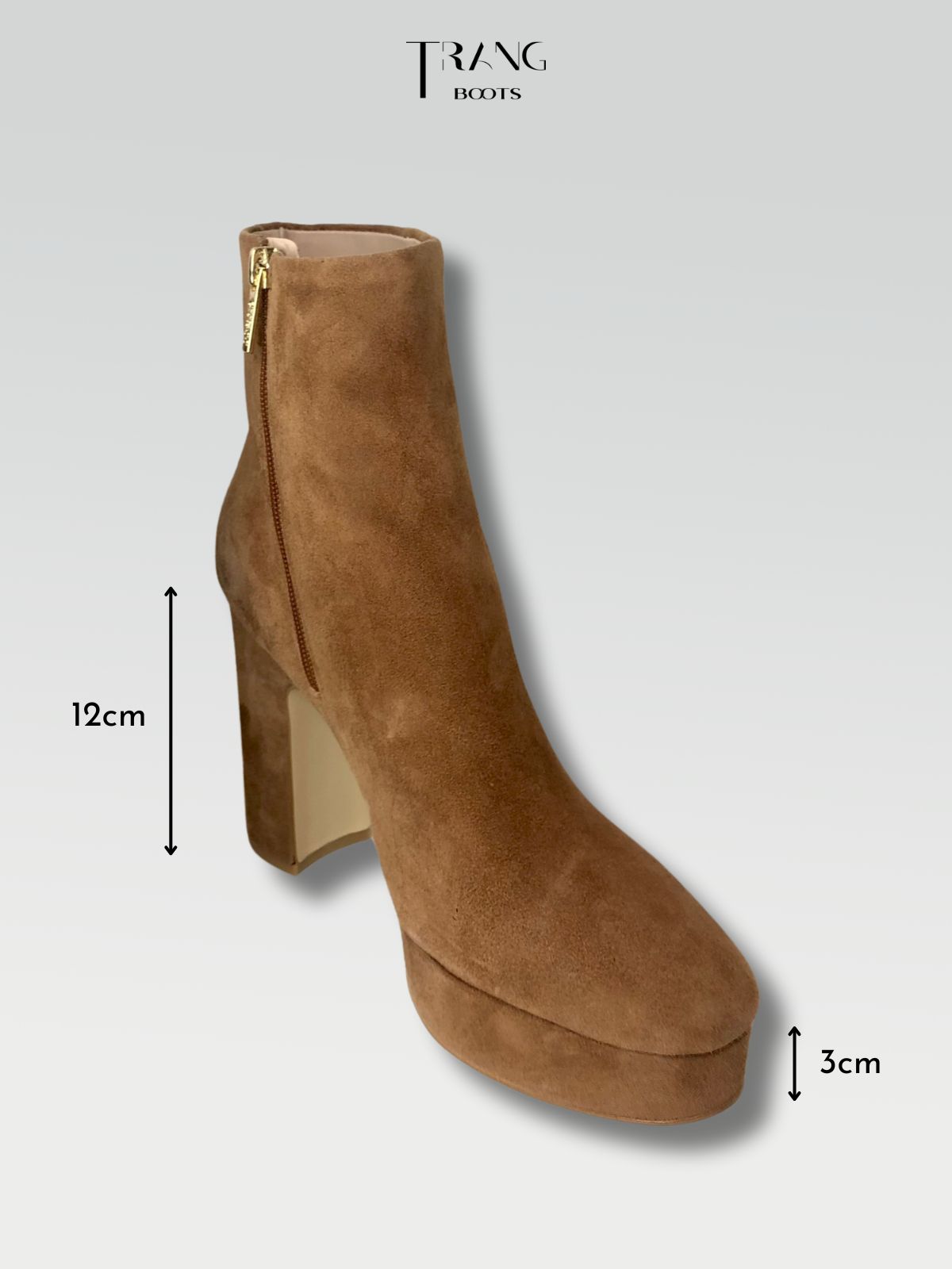 HIGH HEELS BOOTIE - BOOTS CAO GÓT ĐẾ TRỤ CỔ CAO MŨI TRÒN DA LỘN