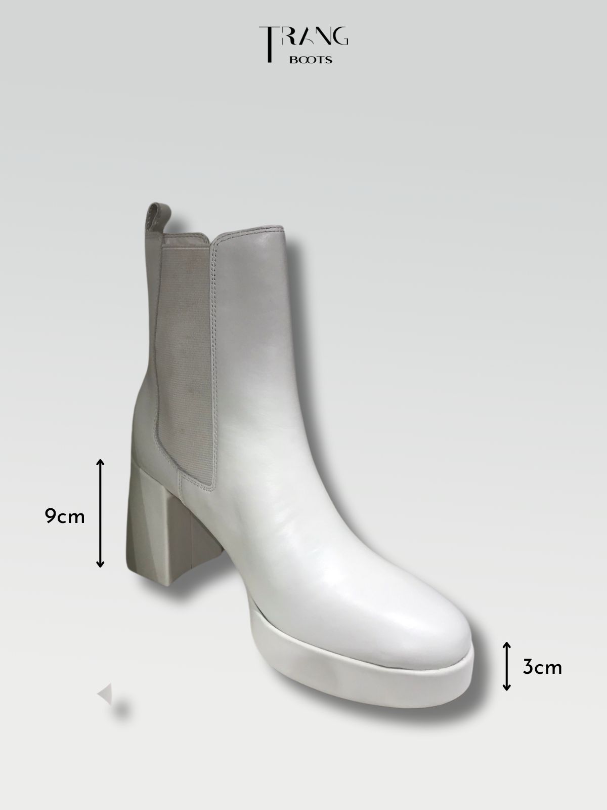 LEATHER CHELSEA BOOTS WHITE - CHELSEA BOOTS DA MỜ GÓT TRỤ MÀU TRẮNG
