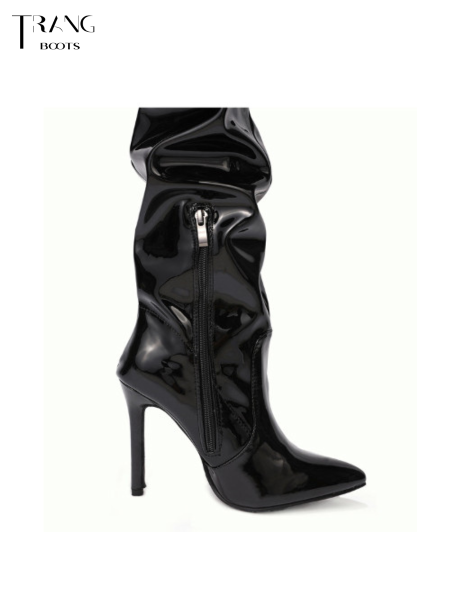 OVER KNEE BOOTS FORM NHÚN GÓT NHỌN ĐEN