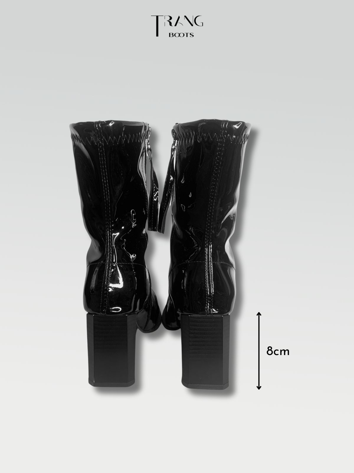 ANKLE BOOTS MŨI NHỌN DA BÓNG MÀU ĐEN