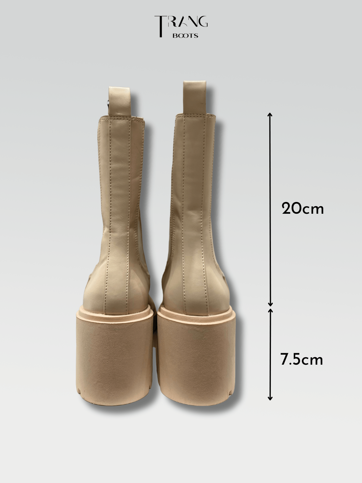 LEATHER CHELSEA BOOTS NUDE - CHELSEA BOOTS DA MỜ GÓT TRỤ MÀU BE