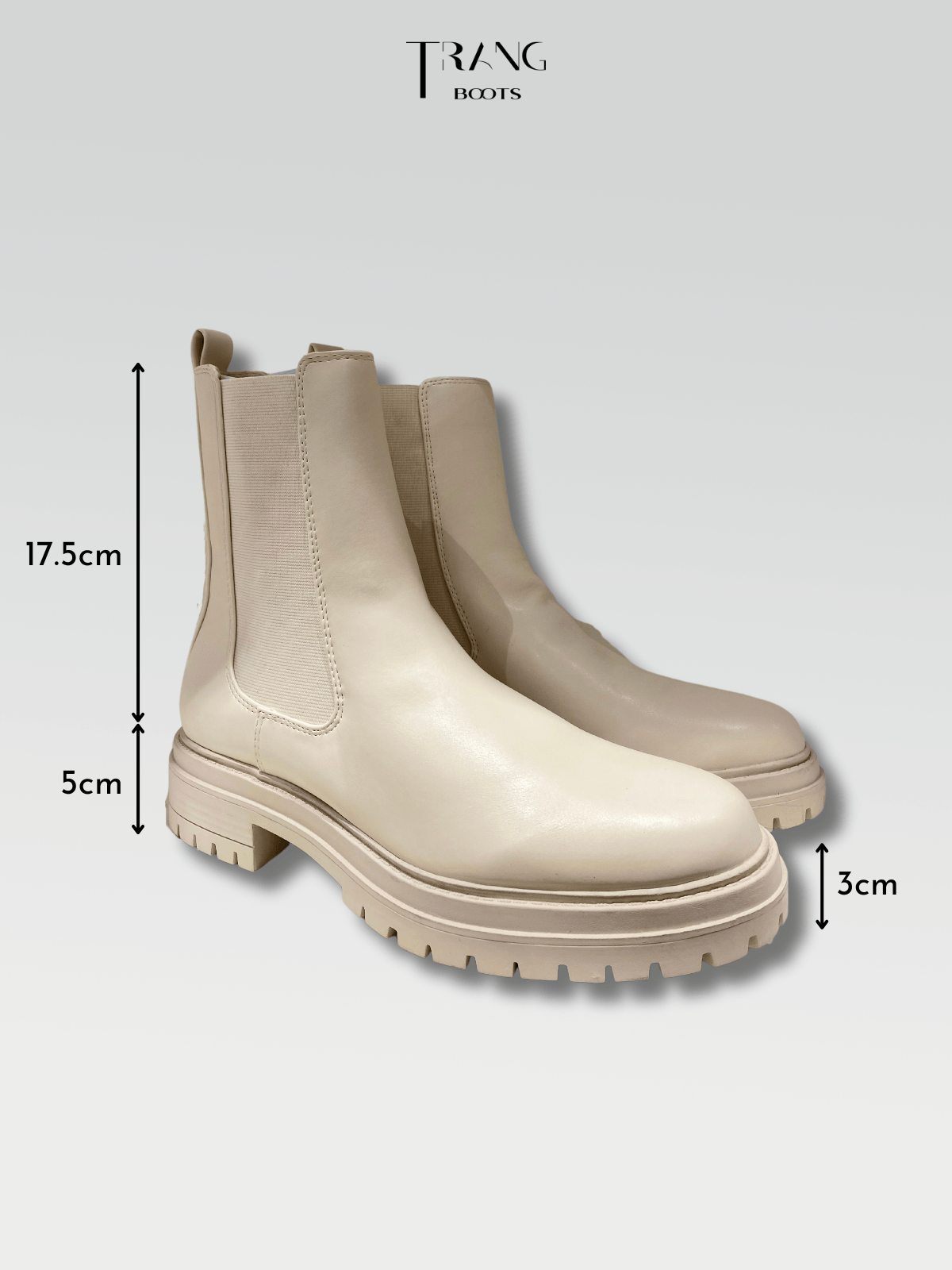 LEATHER CHELSEA BOOTS WHITE - CHELSEA BOOTS DA MỜ GÓT TRỤ MÀU TRẮNG