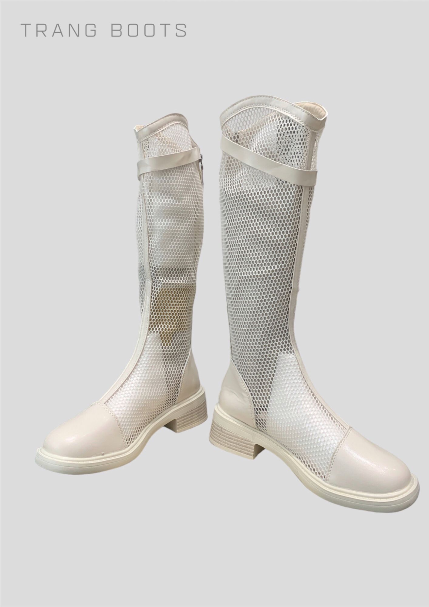 FASHION UNDER KNEE BOOTS - BOOTS DƯỚI GỐI PHỐI LƯỚI THỜI TRANG