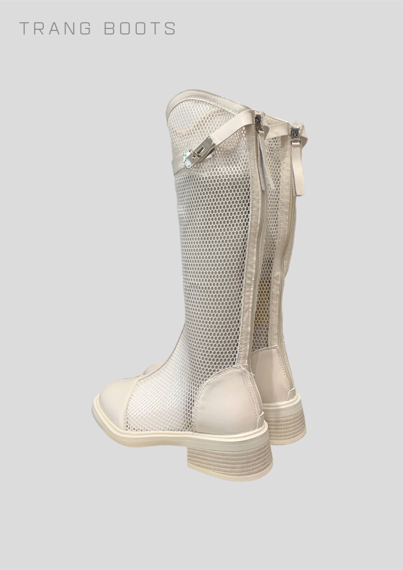 FASHION UNDER KNEE BOOTS - BOOTS DƯỚI GỐI PHỐI LƯỚI THỜI TRANG