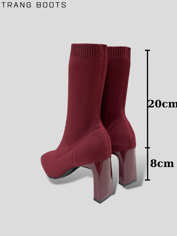 HIGHHEELS BOOTS STRADIVARIUS LEN MŨI VUÔNG GÓT DẸP