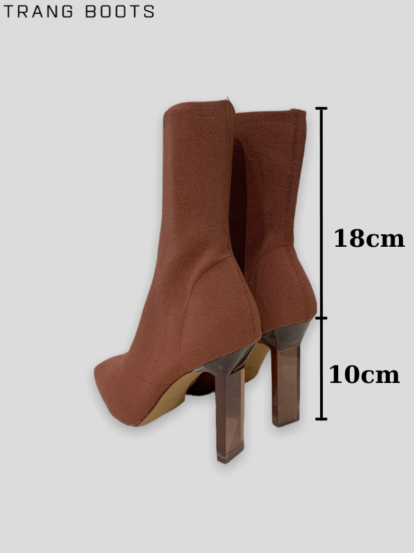 SOCKBOOTS ALDO THUN LEN MŨI BẦU GÓT DẸP 10CM