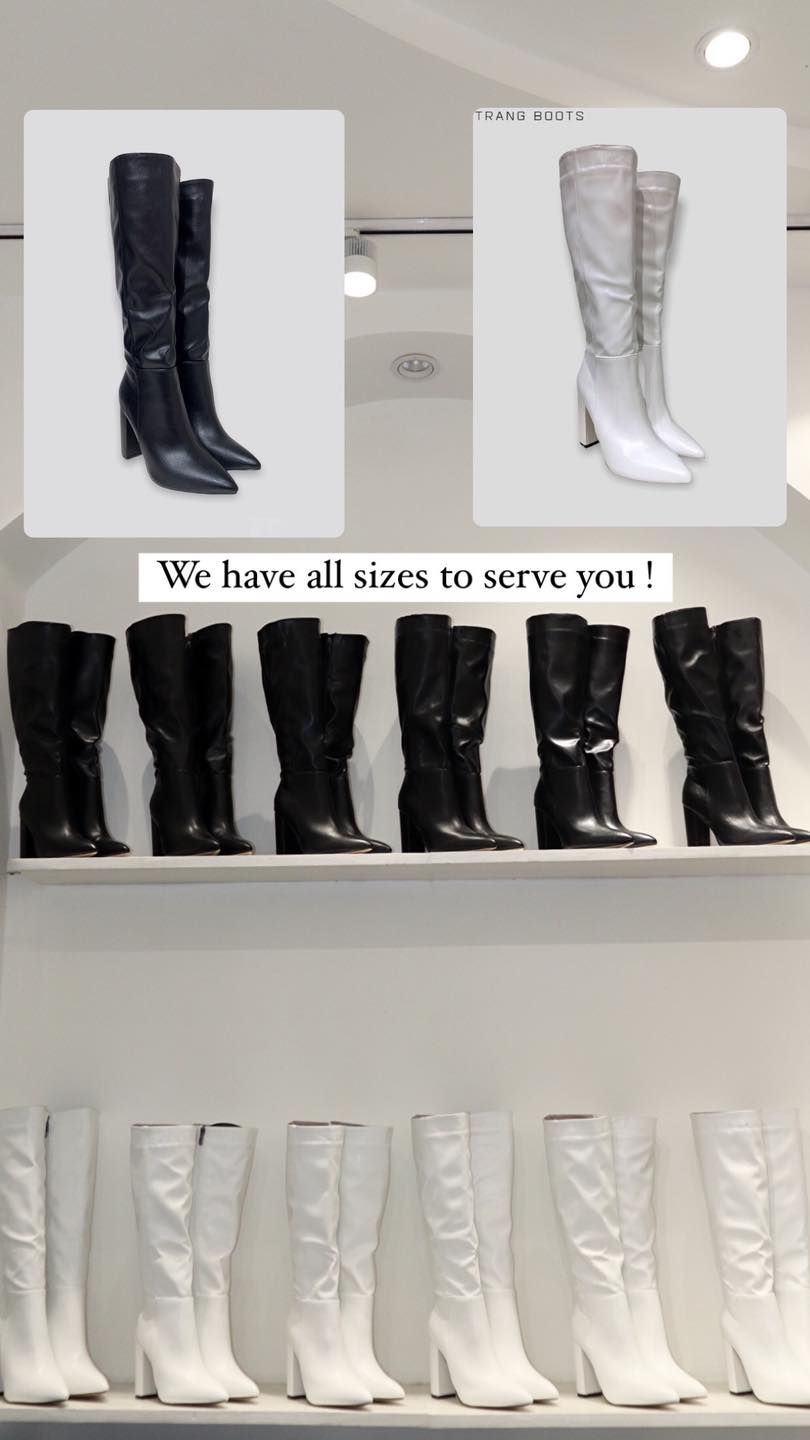 KNEE BOOTS DA MỜ MŨI NHỌN GÓT TRỤ