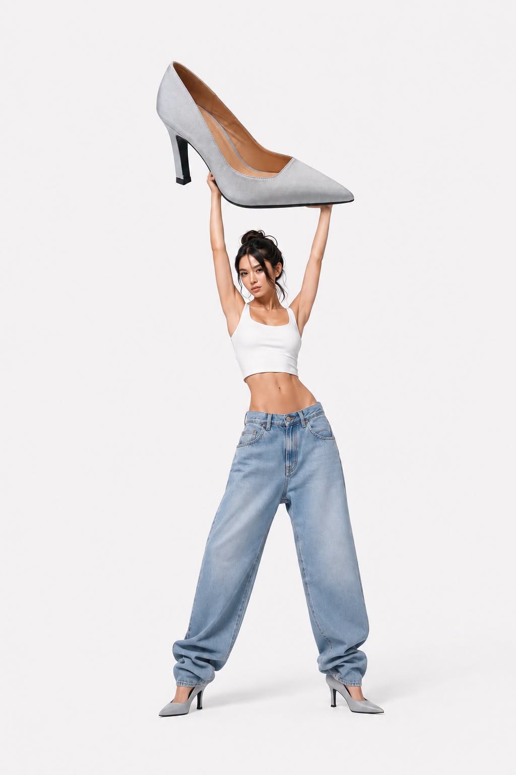 CHARLOTTE SATIN PUMPS - MOON SLIVER