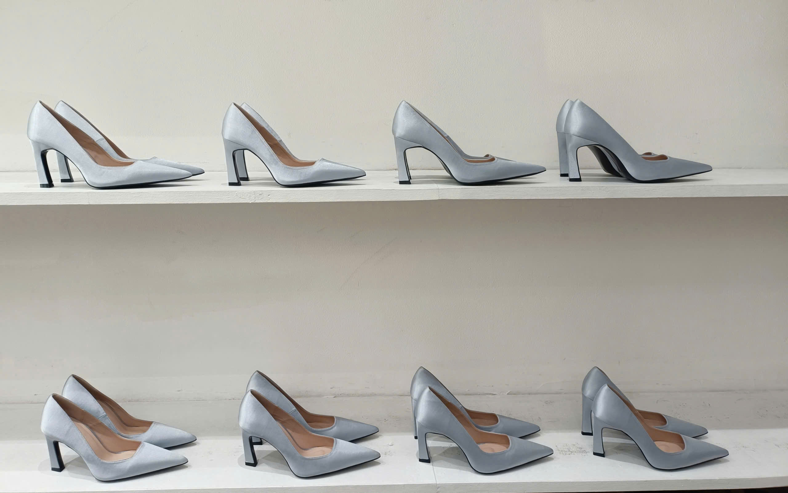 CHARLOTTE SATIN PUMPS - ICE BLUE
