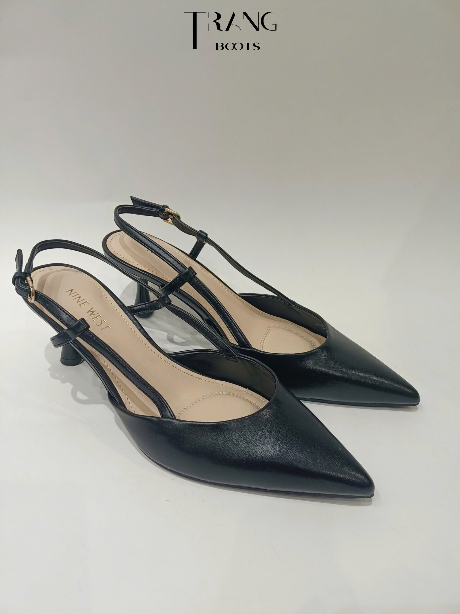 CAO GÓT SLINGBACK NINE WEST ĐEN DA MỜ