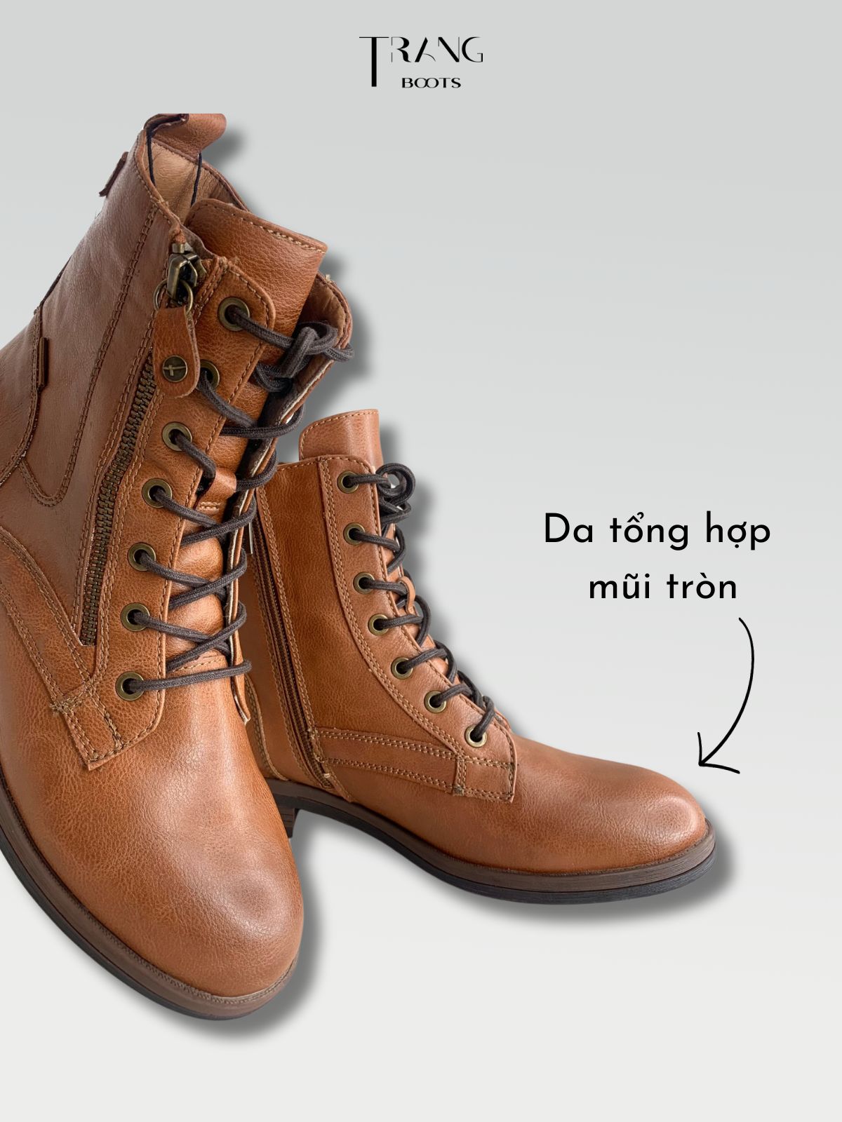 TAMARIS COGNAC COMBAT BOOTS BROWN - BOOTS CHIẾN BINH MÀU NÂU