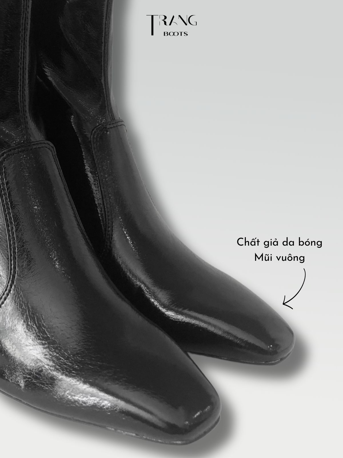 ANKLE BOOTS GLOSS LEATHER HIGH HEELS - BOOTS GIẢ DA BÓNG CỔ NGẮN CAO GÓT