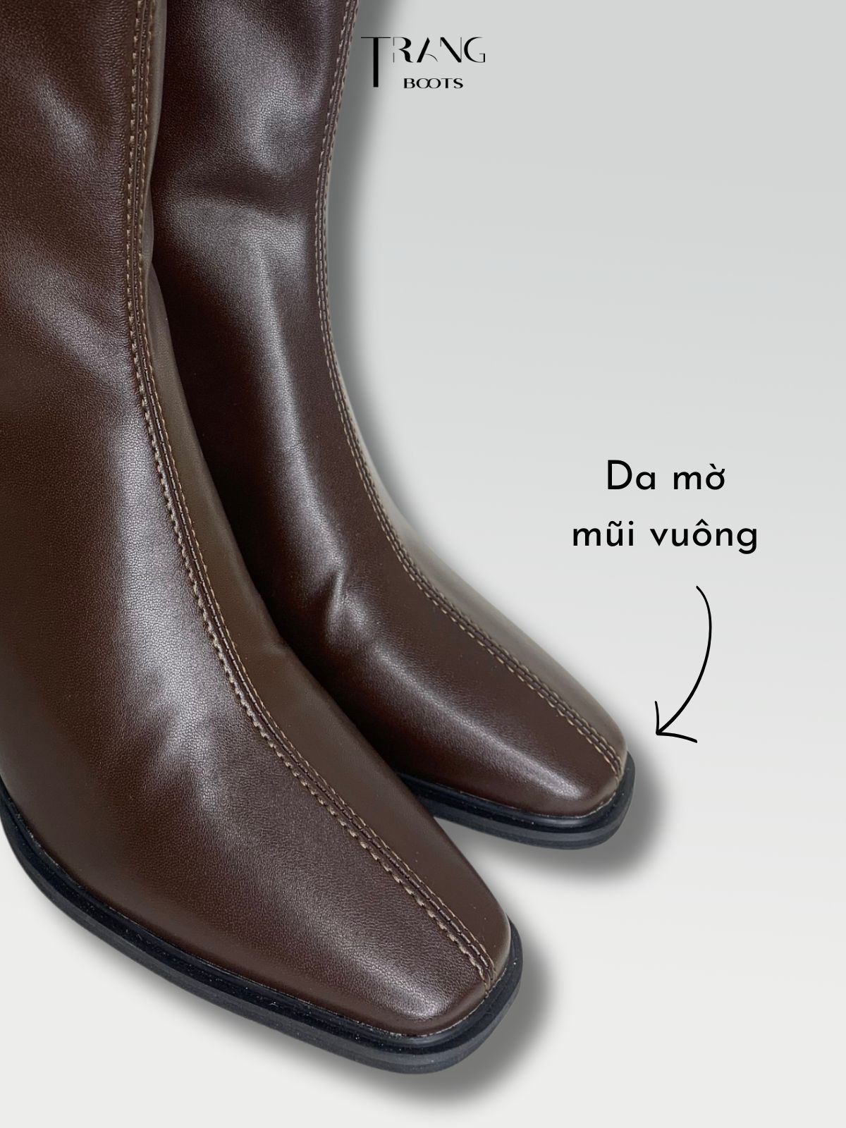 LEATHER ANKLE BOOTS BROWN - ANKLE BOOTS MŨI VUÔNG DA MỜ MÀU NÂU