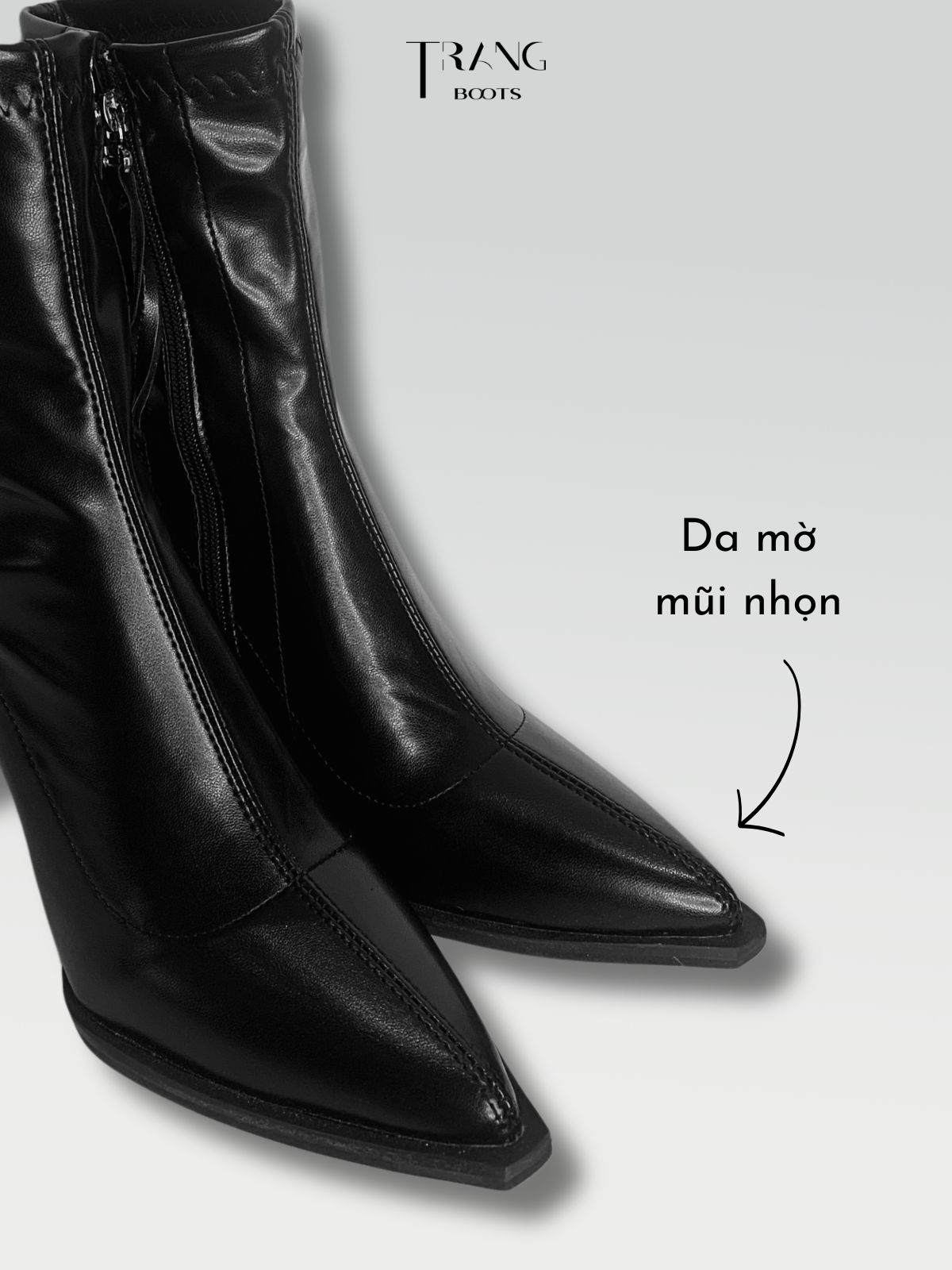 ANKLE BOOTS MŨI NHỌN DA MỜ MÀU ĐEN