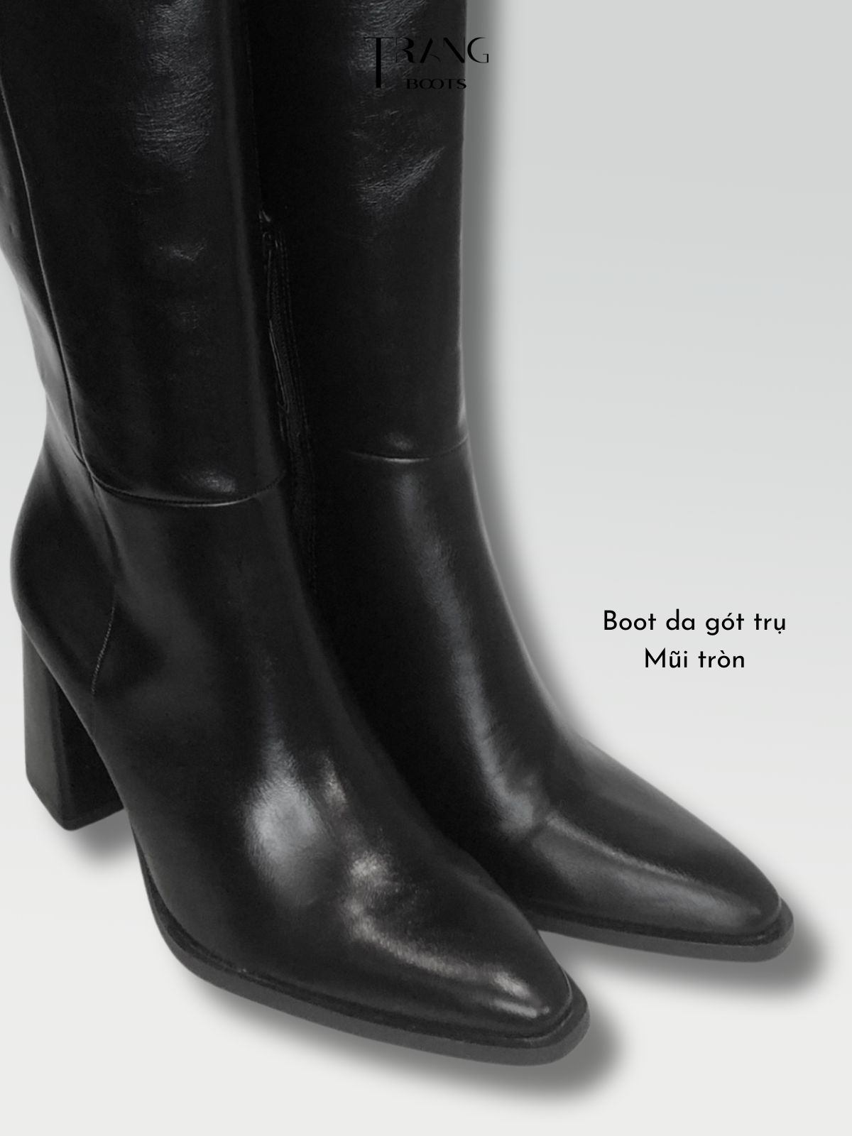 BLOCK HEEL LEATHER KNEE BOOTS - BOOTS GỐI DA GÓT TRỤ