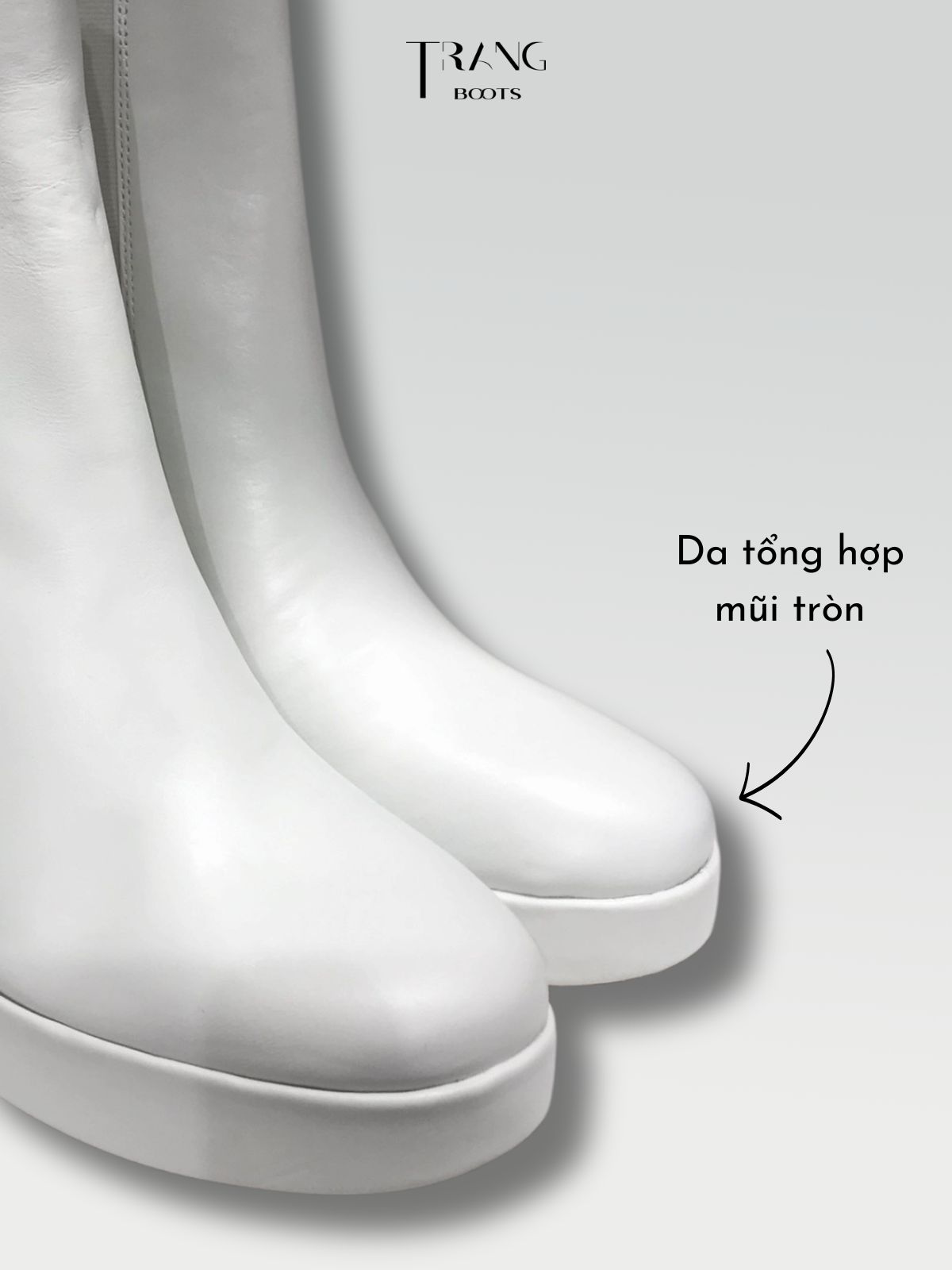 LEATHER CHELSEA BOOTS WHITE - CHELSEA BOOTS DA MỜ GÓT TRỤ MÀU TRẮNG