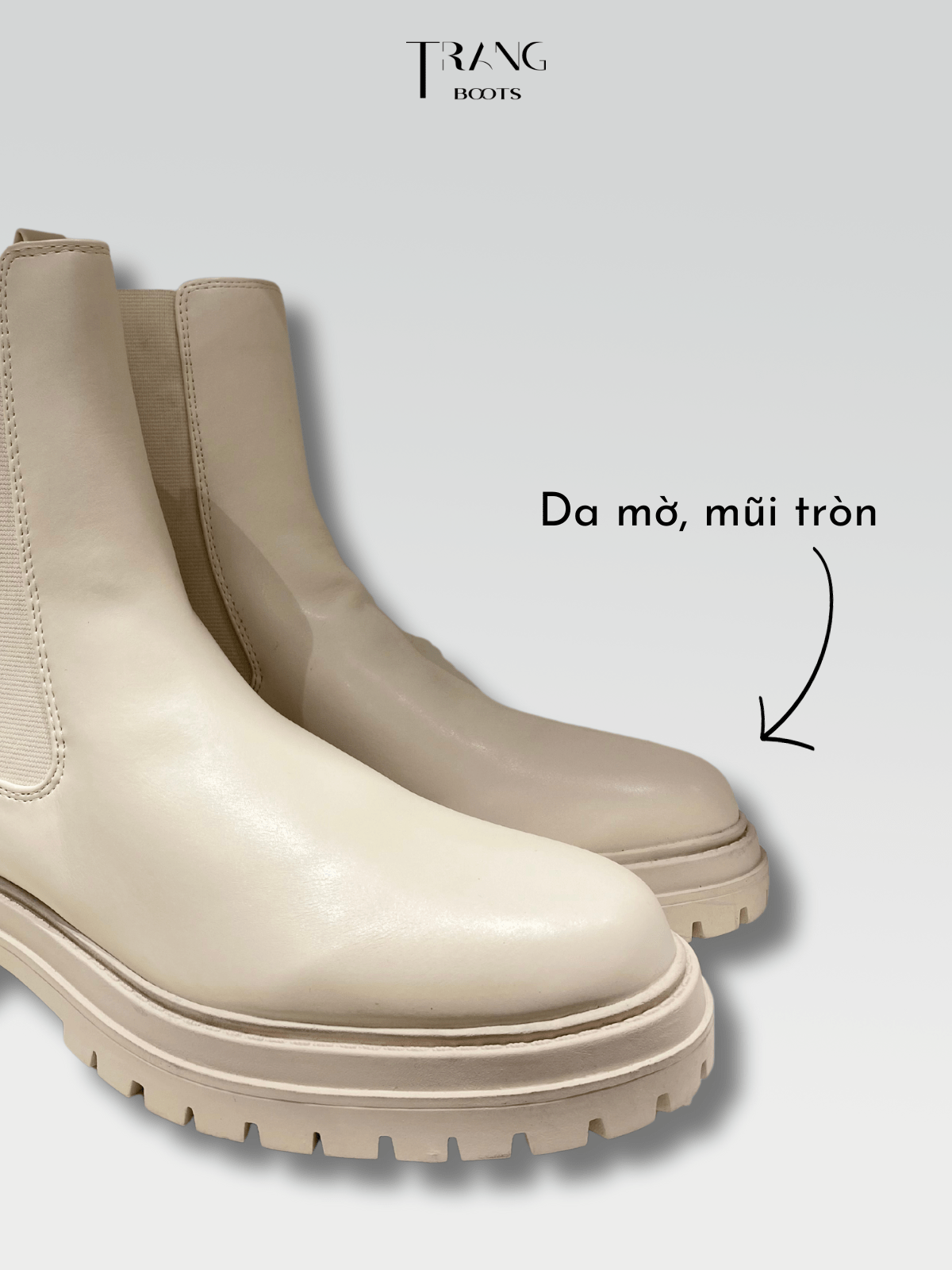LEATHER CHELSEA BOOTS WHITE - CHELSEA BOOTS DA MỜ GÓT TRỤ MÀU TRẮNG