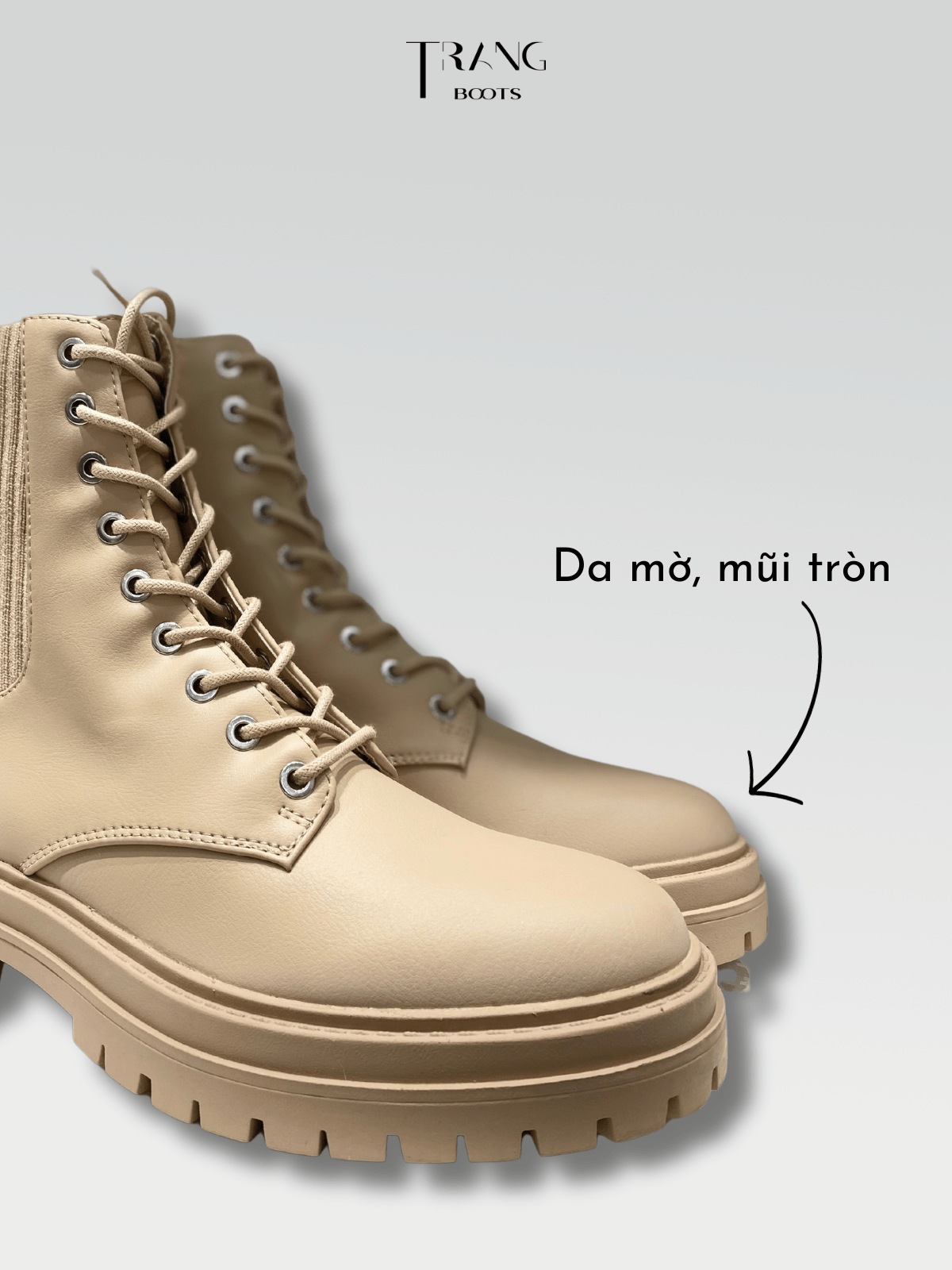 LEATHER COMBAT BOOTS BROWN - COMBAT BOOTS DA MỜ GÓT TRỤ MÀU NÂU