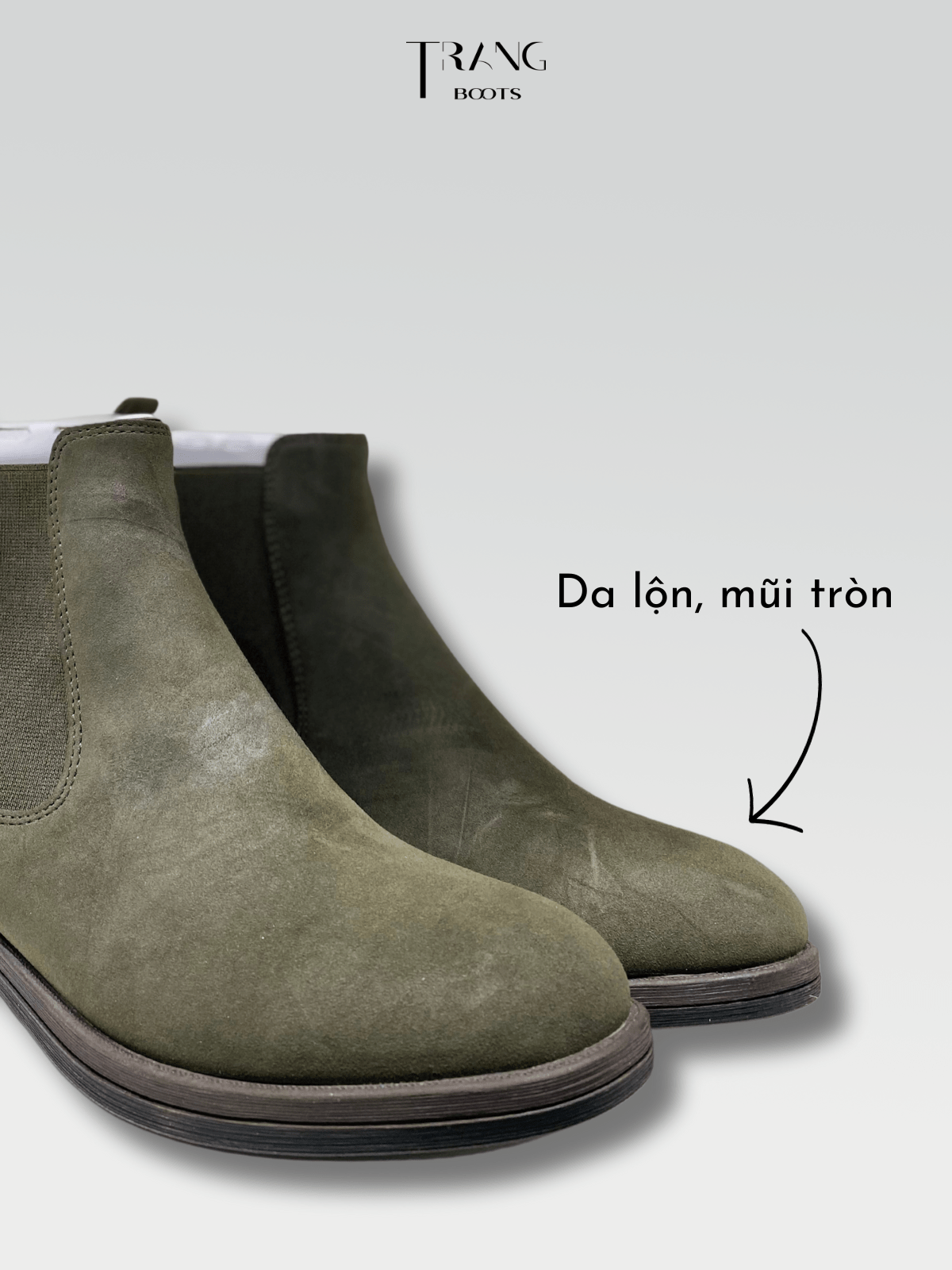 TAMARIS LEATHER ANKLE BOOTS MOSS - ANKLE BOOTS DA LỘN MÀU RÊU