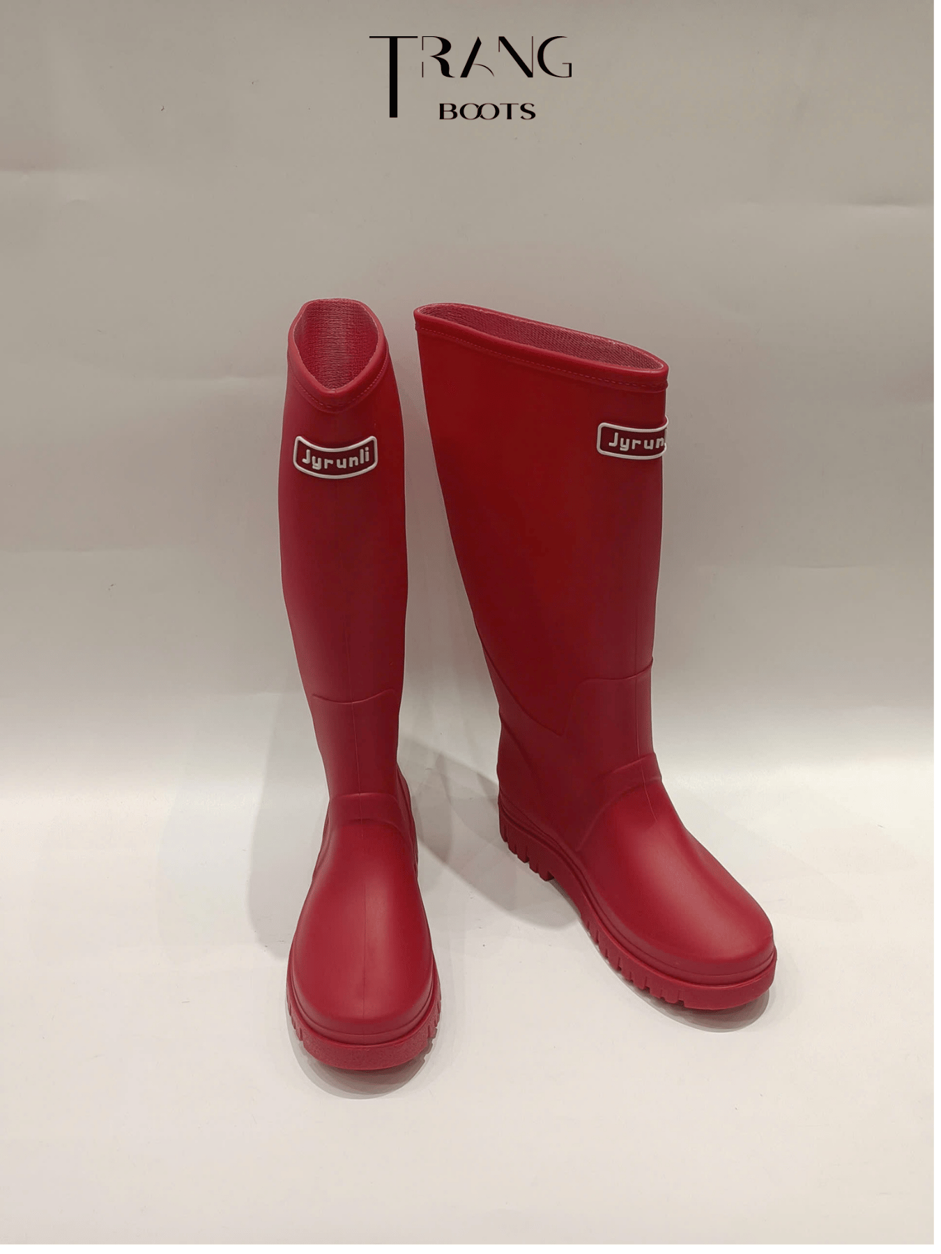 CRIMSON TALL RAIN BOOTS - ỦNG CAO SU CỔ CAO MÀU ĐỎ