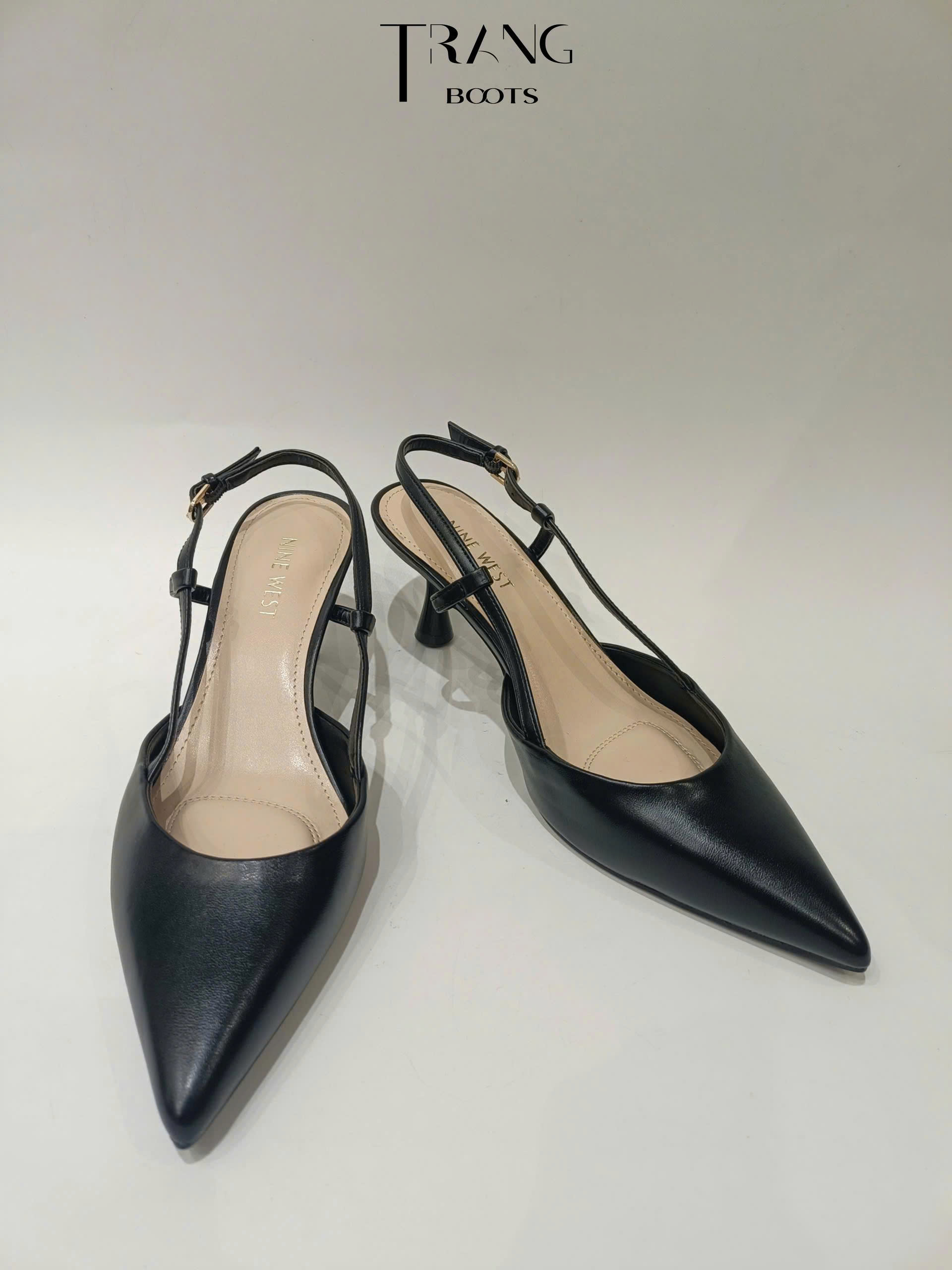 CAO GÓT SLINGBACK NINE WEST ĐEN DA MỜ