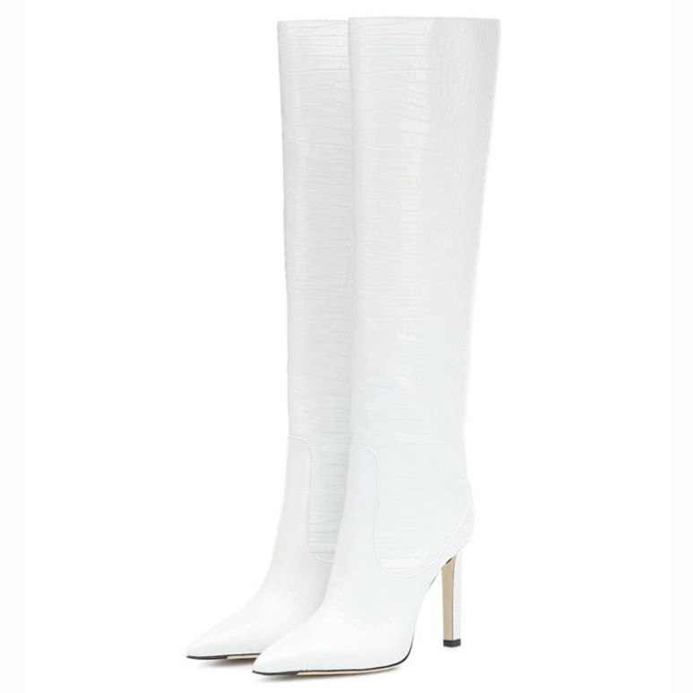 KNEE BOOTS MŨI NHỌN DA RẮN GÓT NHỌN