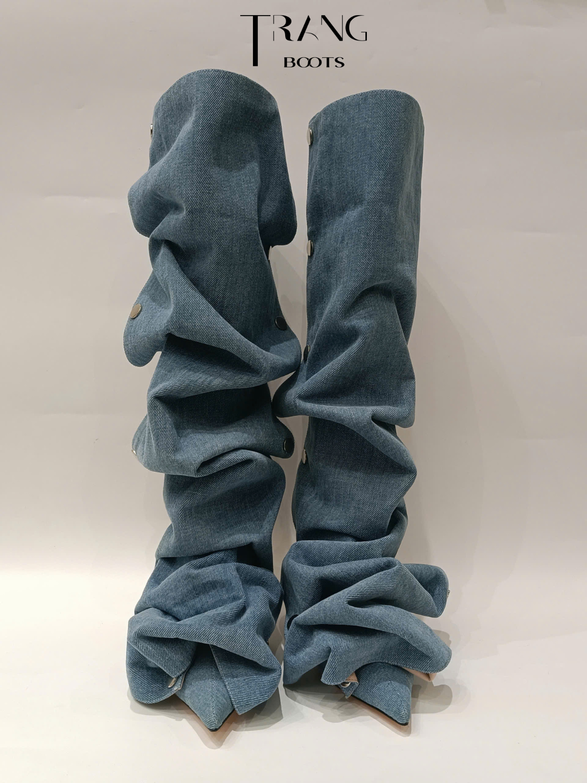 FANCY KNEE BOOTS PHOM NHÚN DENIM