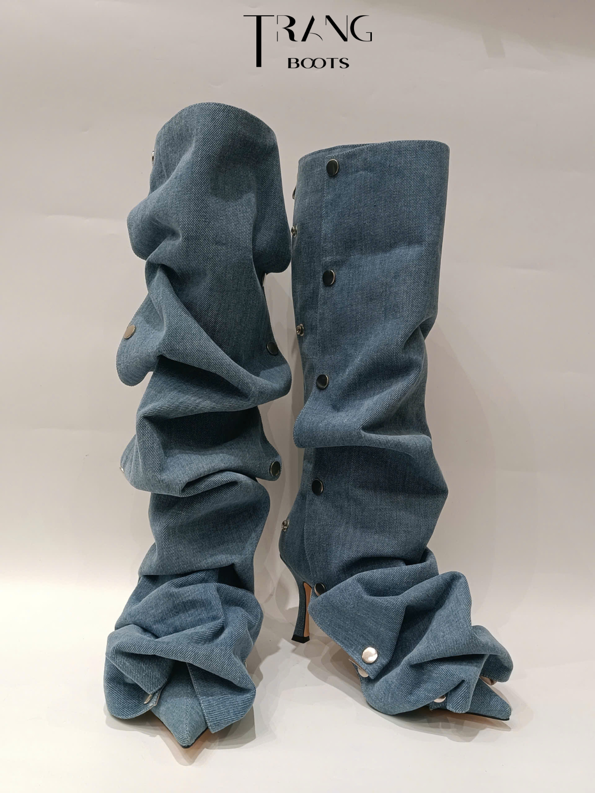 FANCY KNEE BOOTS PHOM NHÚN DENIM
