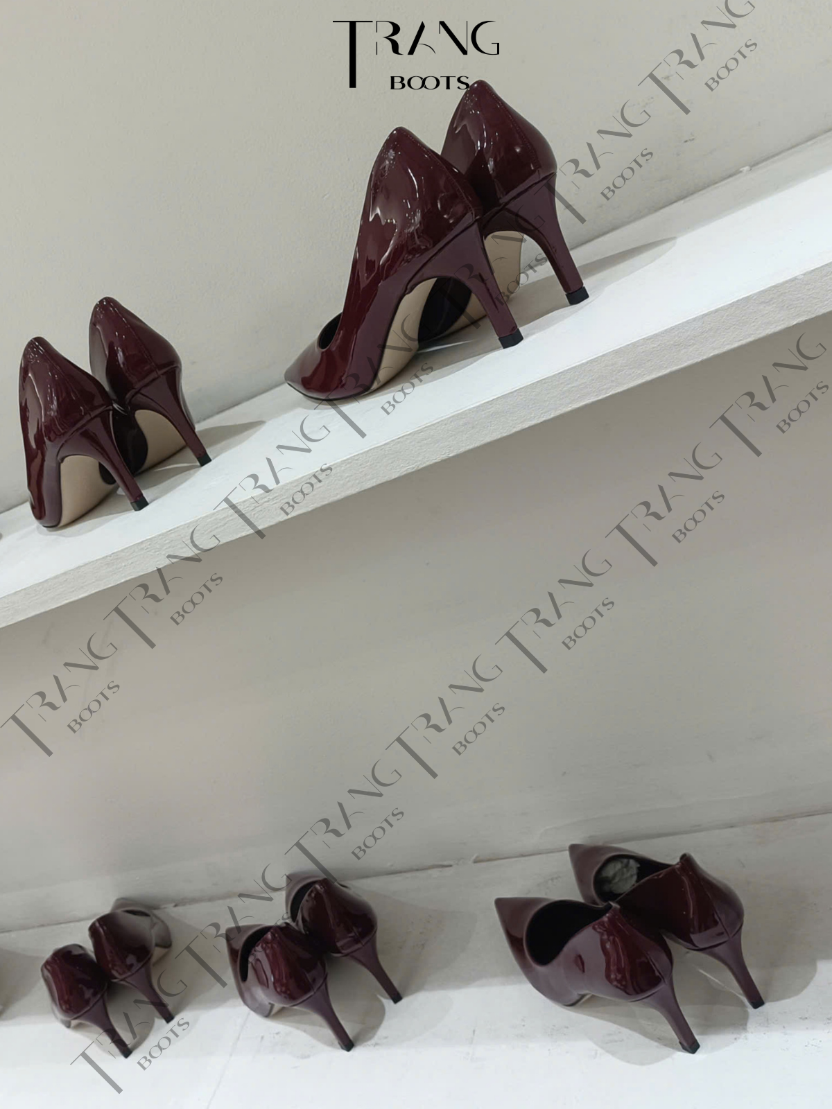 KATE PUMP HIGHHEELS - GIÀY CAO GÓT PUMP KATE - ĐỎ VANG 7 -8CM
