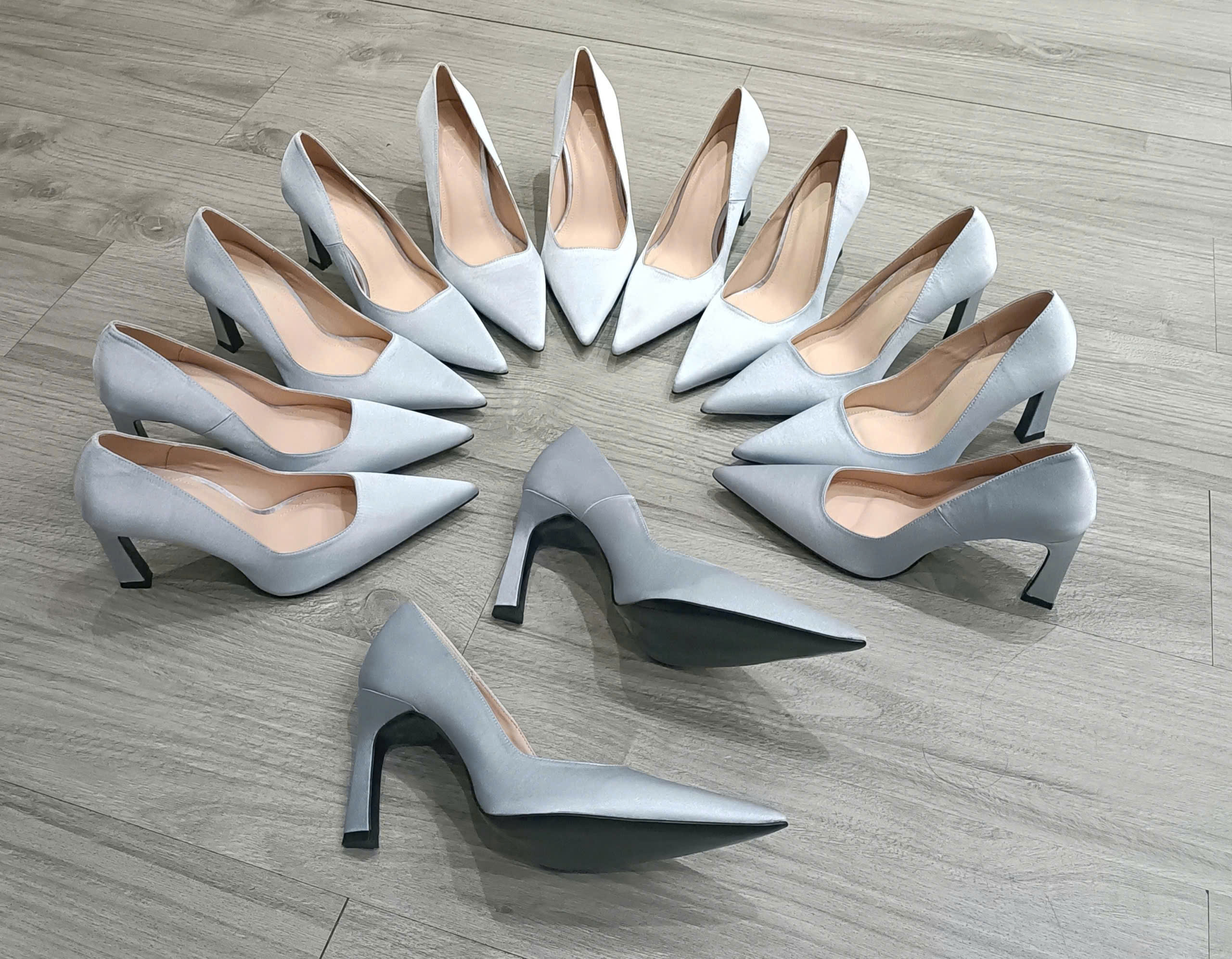 CHARLOTTE SATIN PUMPS - ICE BLUE