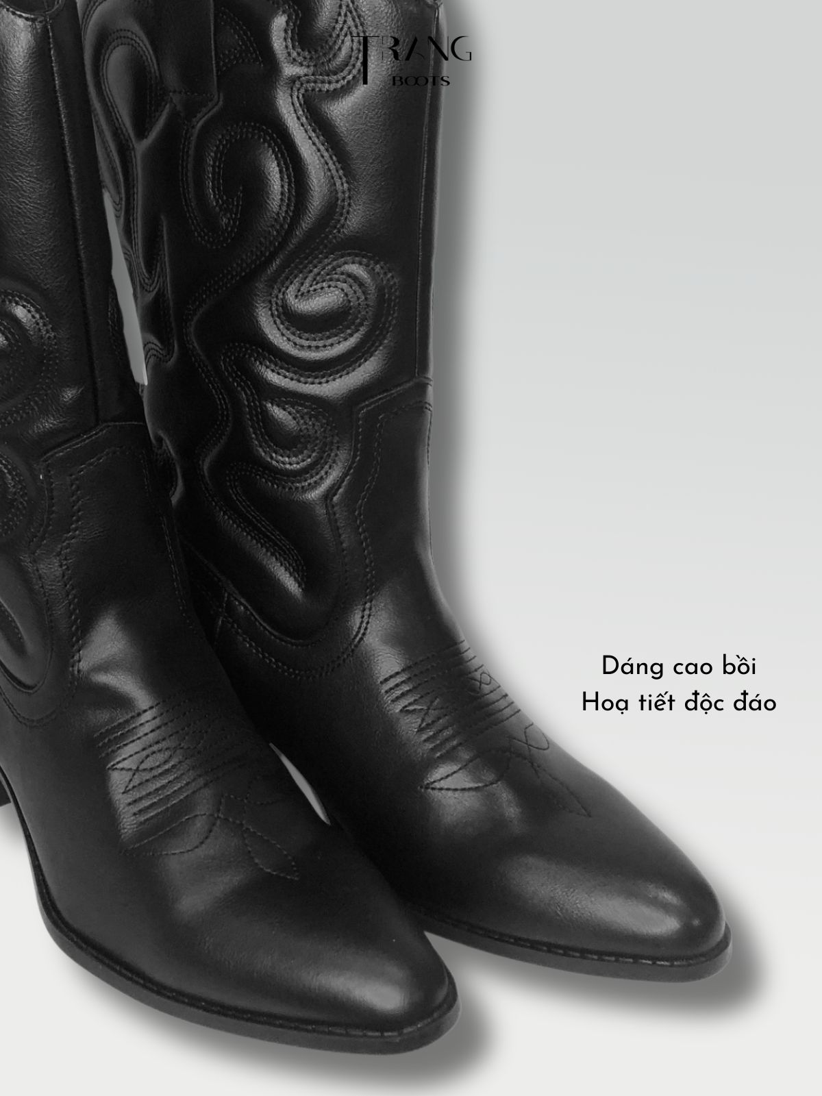 LEATHER COWBOY BOOTS BLACK
