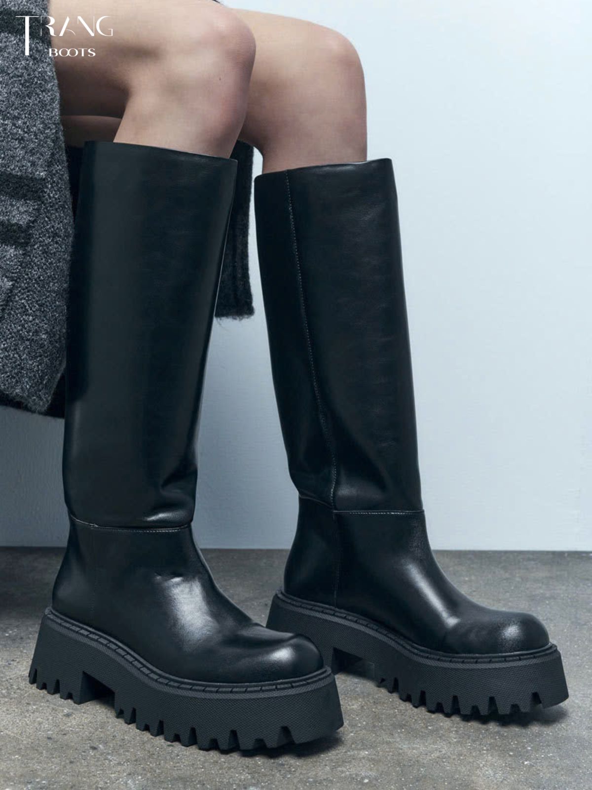LEATHER KNEE BOOTS PULL&BEAR BLACK - BOOTS GỐI DA MỜ PULL&BEAR MÀU ĐEN