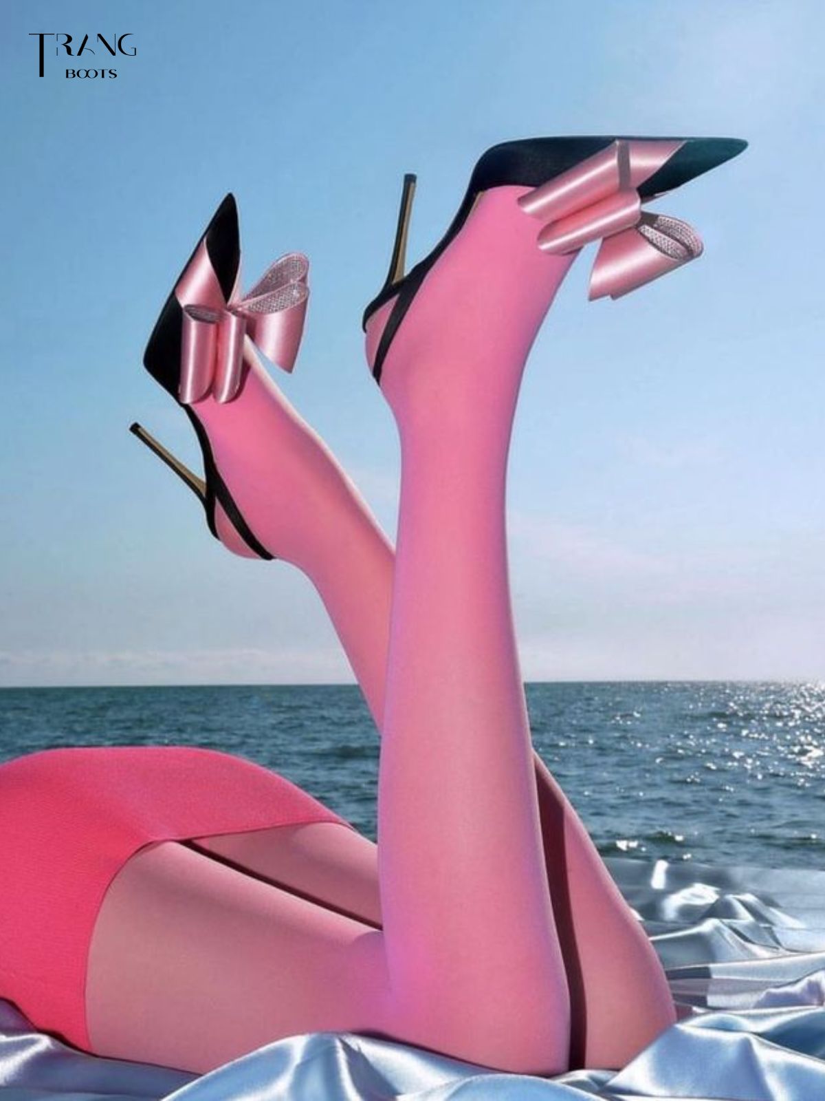 GIÀY CAO GÓT MŨI NHỌN PHỐI NƠ HỒNG SANG TRỌNG GÓT 10CM LISA PHIÊN BẢN 3.0