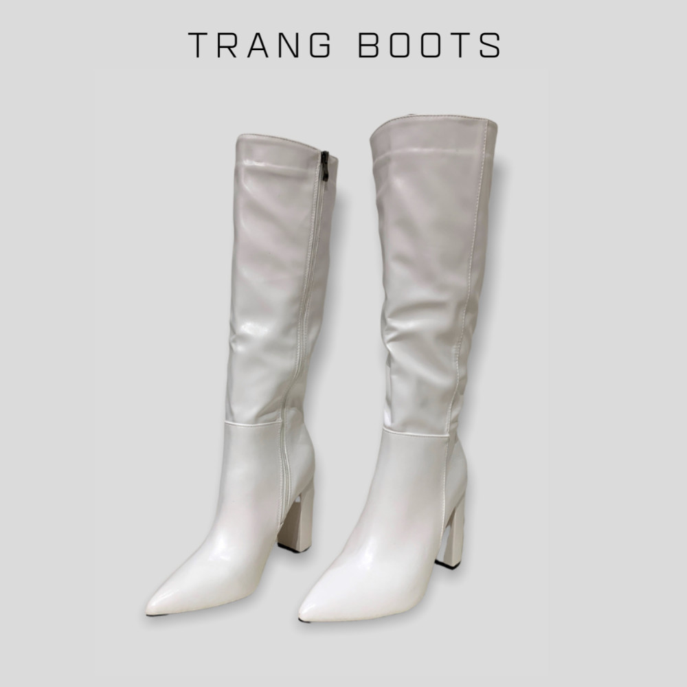 KNEE BOOTS DA MỜ MŨI NHỌN GÓT TRỤ