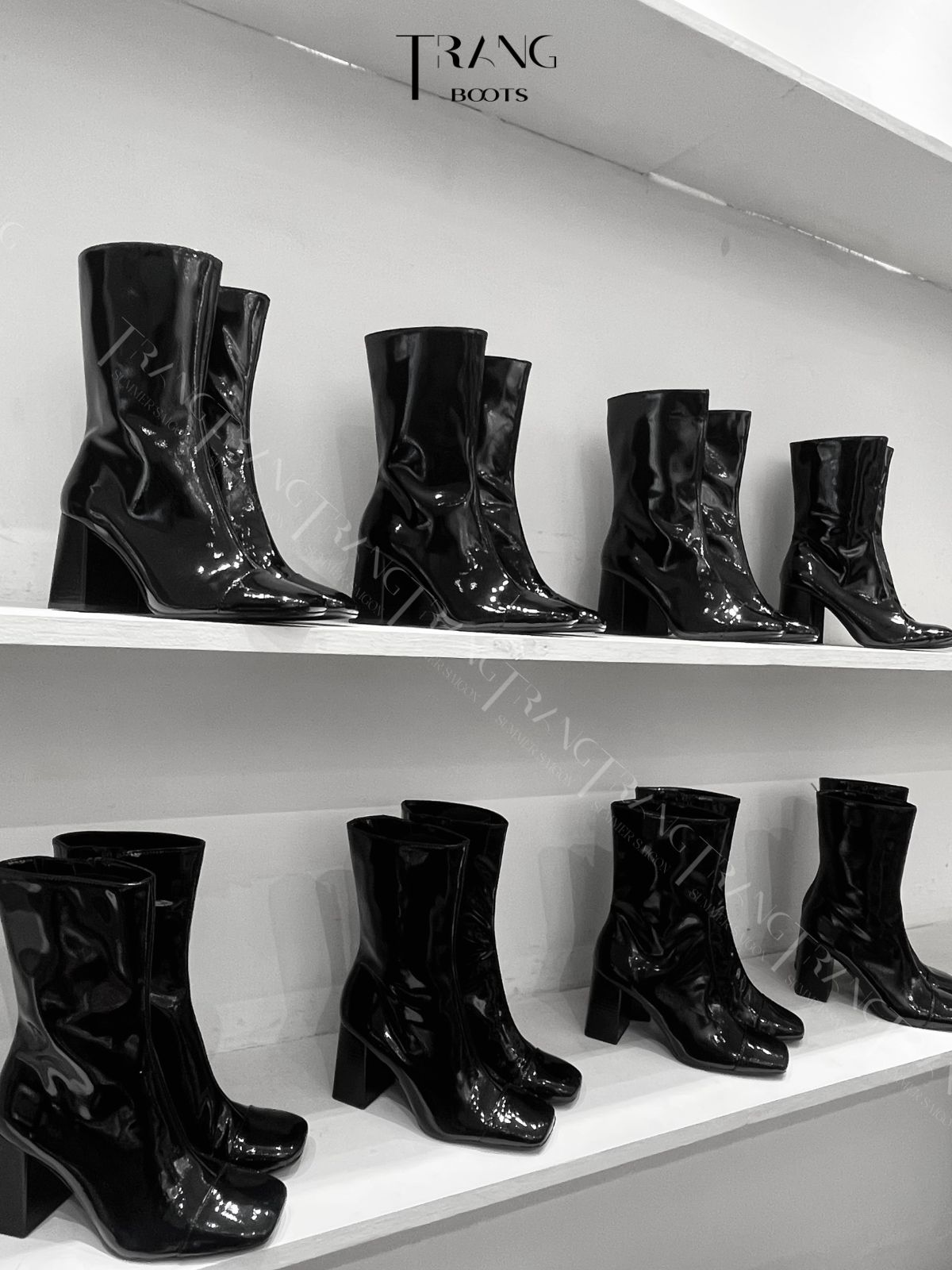 ANKLE BOOTS ZARA ĐẾ TRỤ DA BÓNG