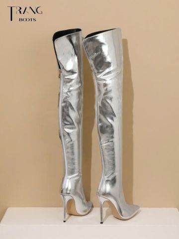OVER KNEE BOOTS METALLIC GÓT NHỌN MÀU BẠC