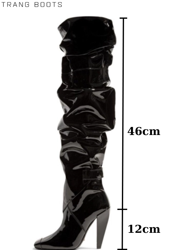 OVER KNEE BOOTS MŨI VUÔNG DA BÓNG PHOM NHÚN