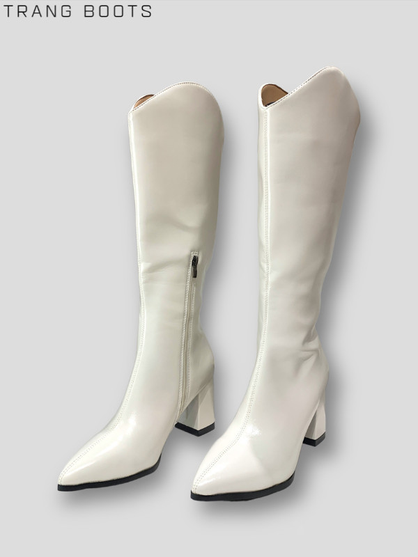 KNEE BOOTS CỔ V MŨI NHỌN